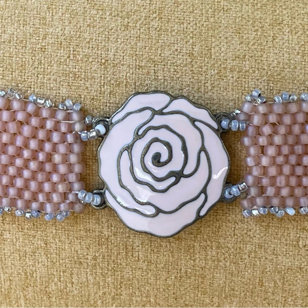 Pink Rose Beaded Bracelet